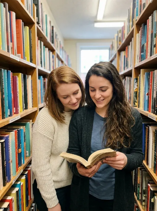 Candid Bookstore Couple Portrait