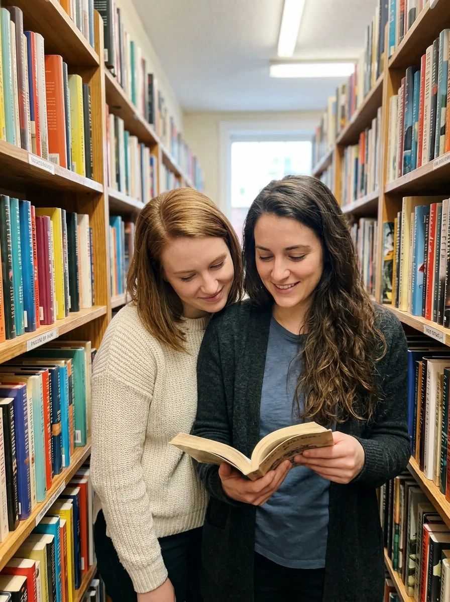 Candid Bookstore Couple Portrait