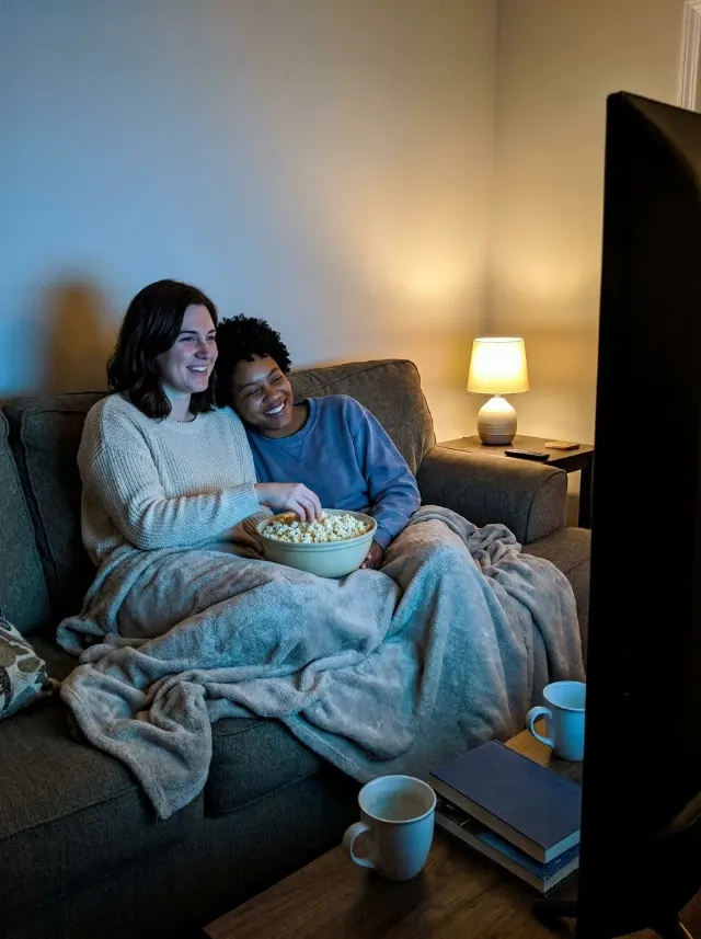 Candid Couch Movie Night Couple Photo