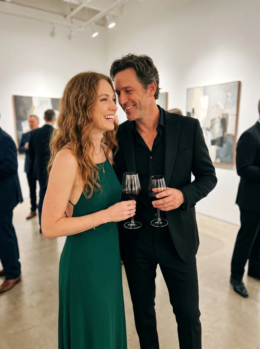 Candid Gallery Opening Couple Photo