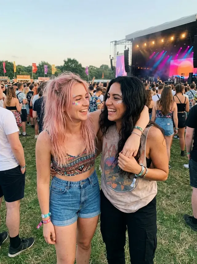Candid Glitter Music Festival Couple Photo