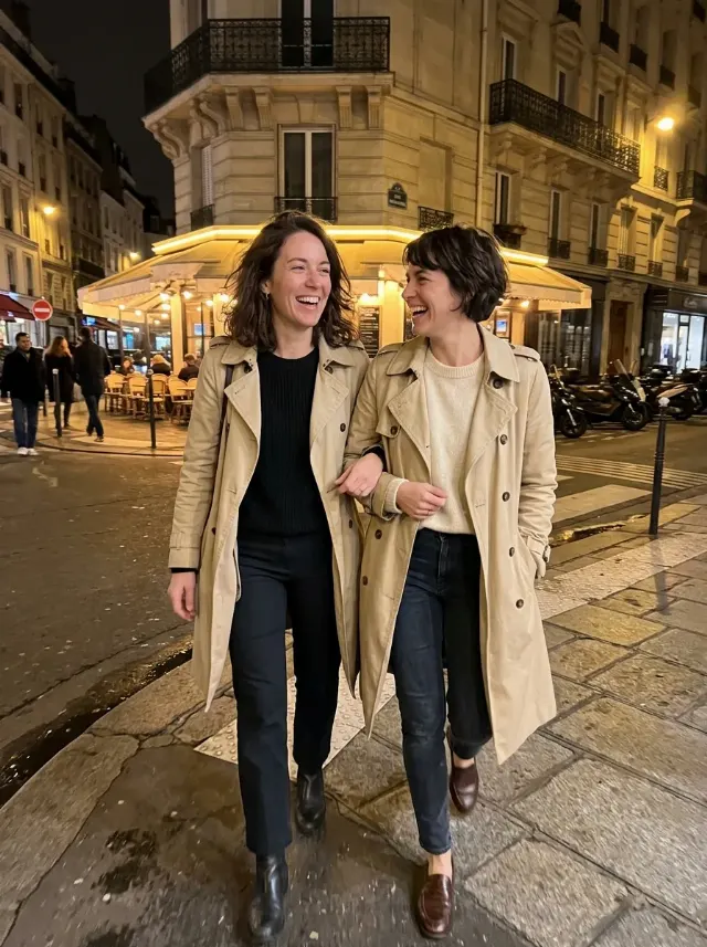 Candid Paris Night Couple Street Photo