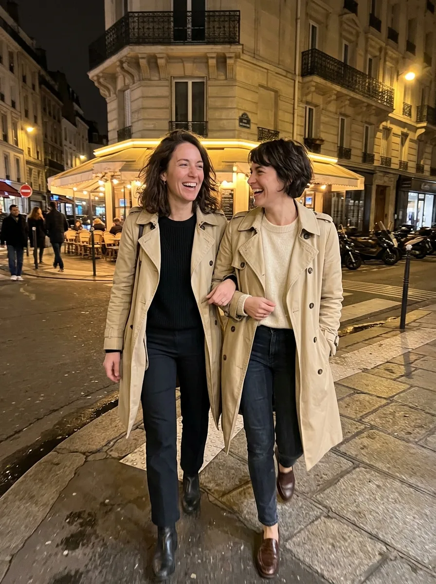 Candid Paris Night Couple Street Photo