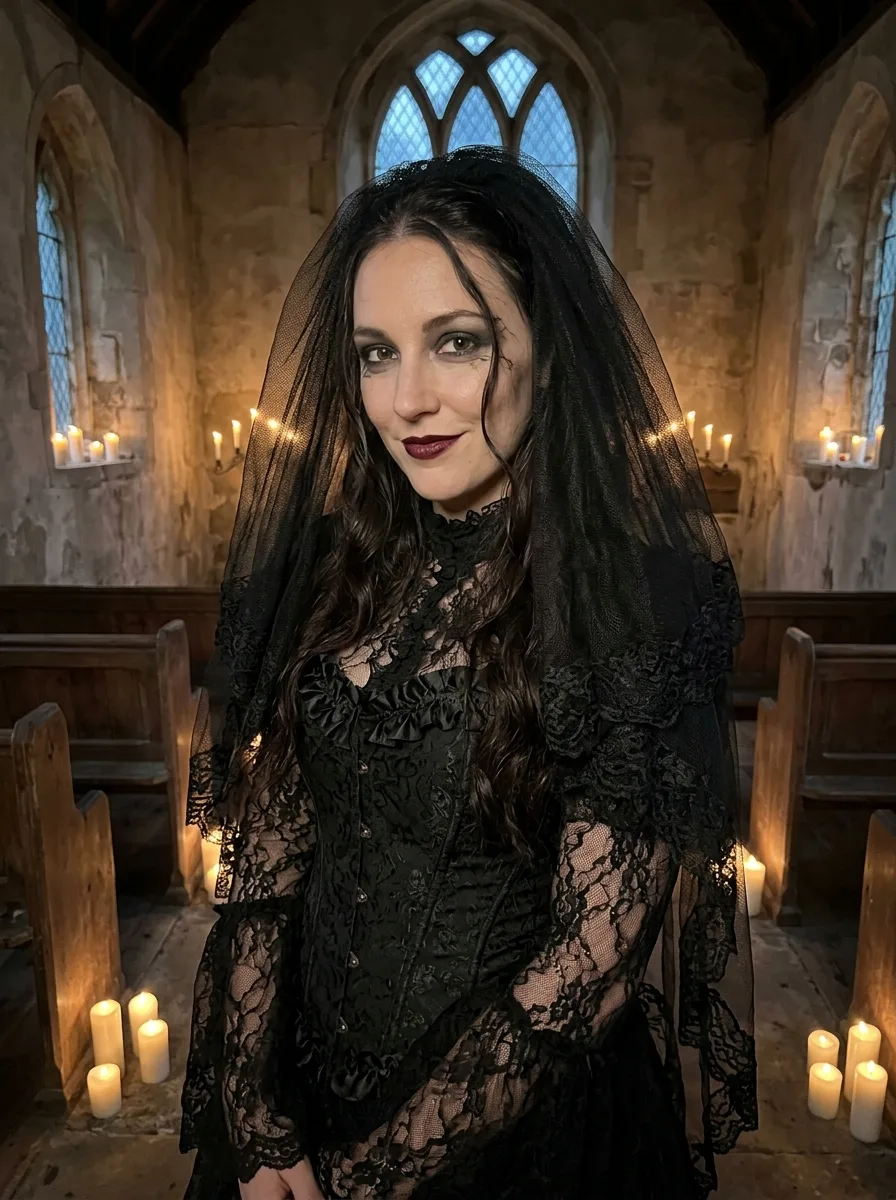 Candlelit Gothic Bride Costume Portrait