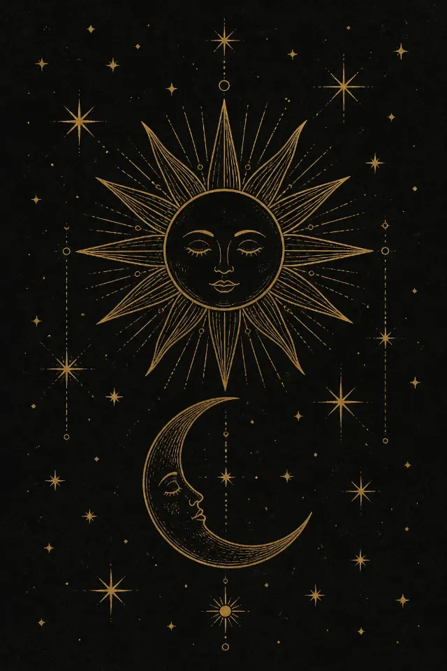 Celestial Gold Line Art Wall Print