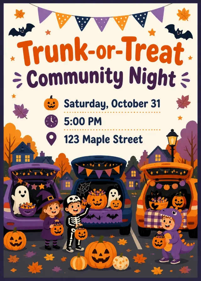 Cheerful Trunk Or Treat Invitation