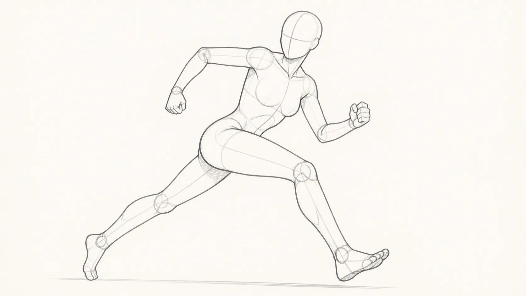 Cinematic Running Pose Reference Sketch