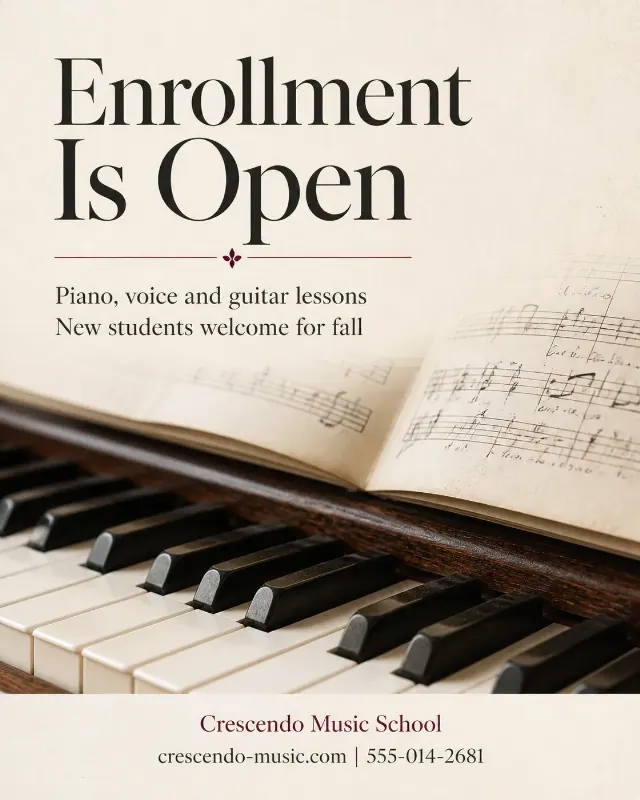 Classic Piano School Enrollment Instagram Post