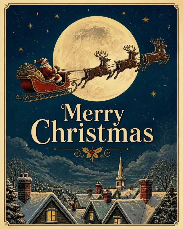 Classic Santa Sleigh Christmas Card