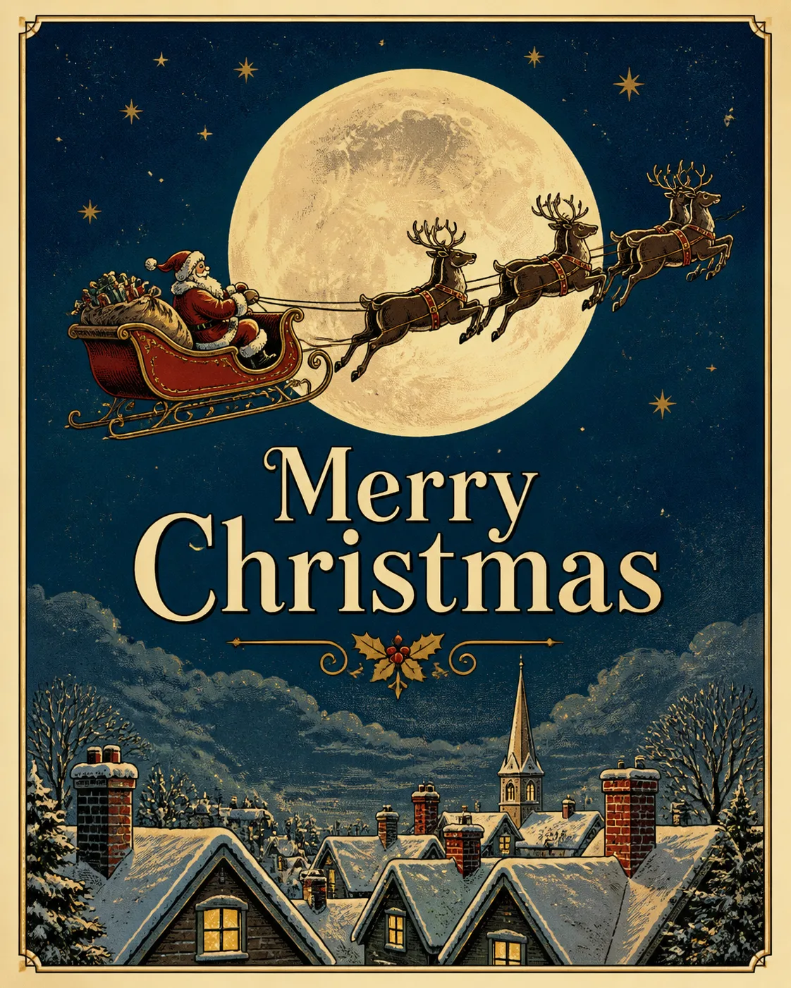 Classic Santa Sleigh Christmas Card