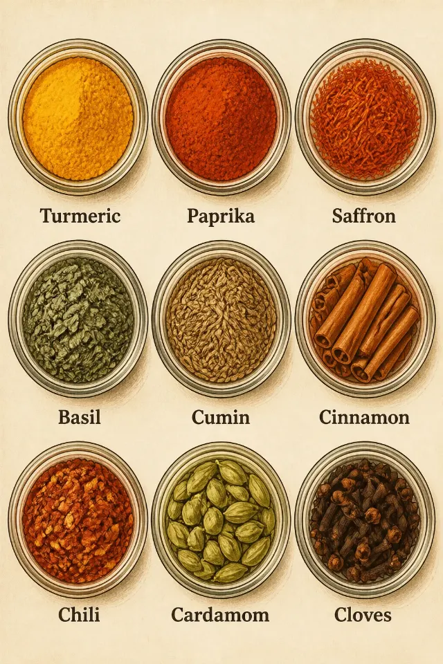Colorful Overhead Spice Chart Wall Art