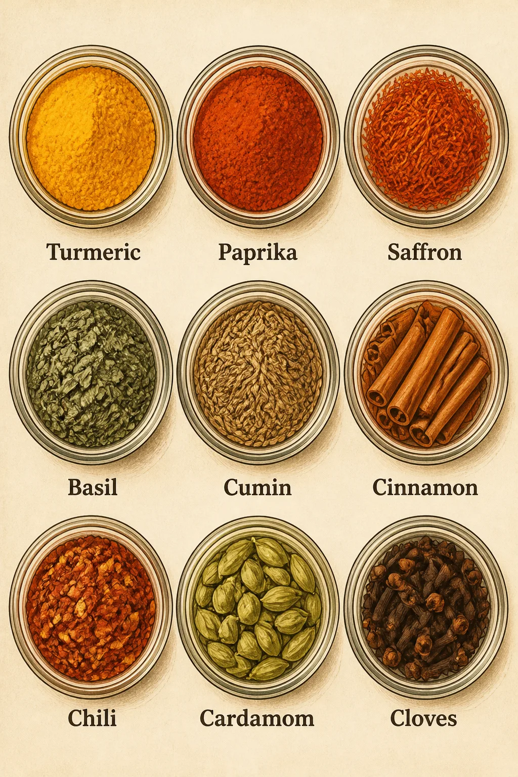 Colorful Overhead Spice Chart Wall Art