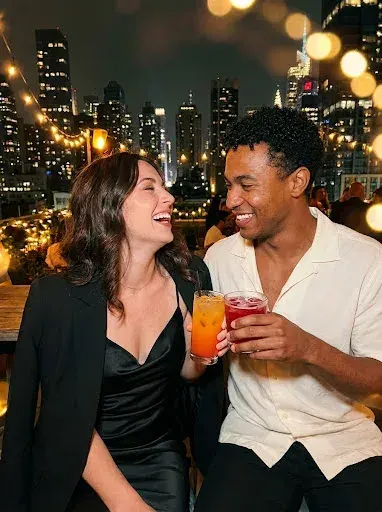 Couple Rooftop Bar Night Photo