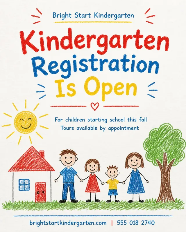Crayon Kindergarten Registration Instagram Post