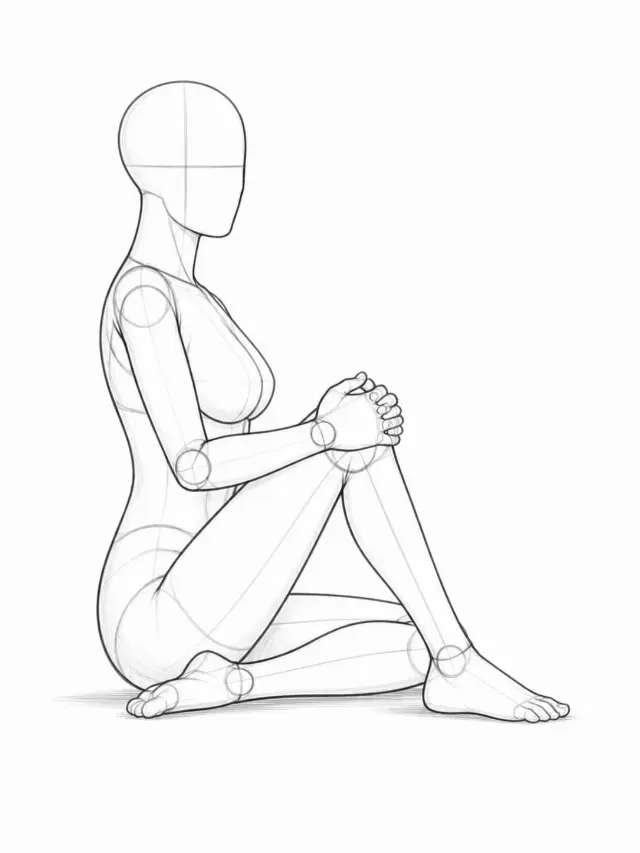 Cross-Legged Seated Figure Pose Sketch