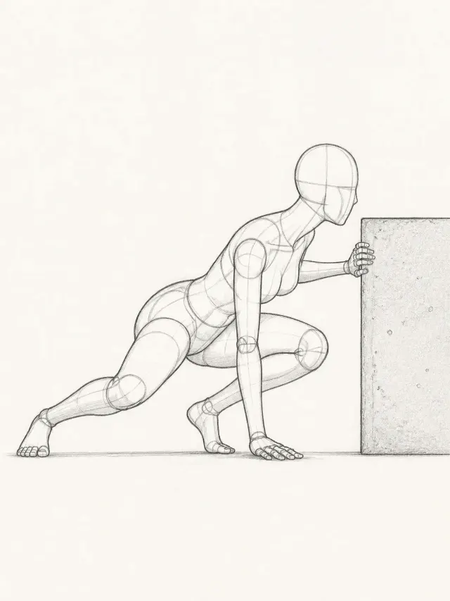 Crouched Female Tactical Pose Sketch