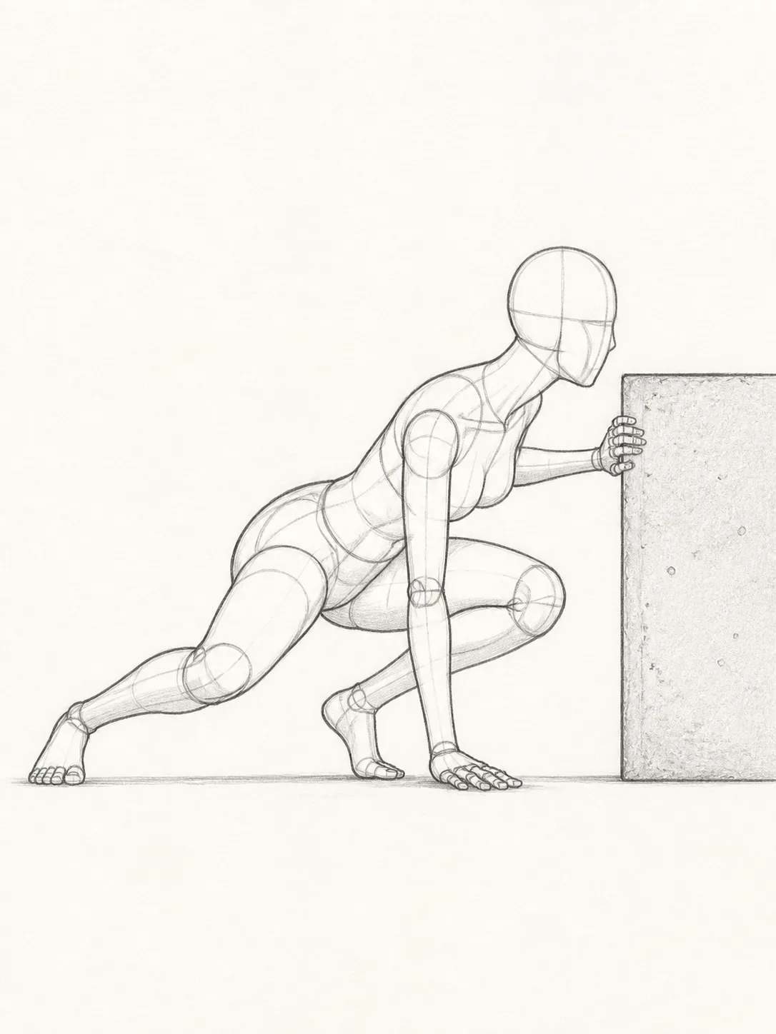 Crouched Female Tactical Pose Sketch