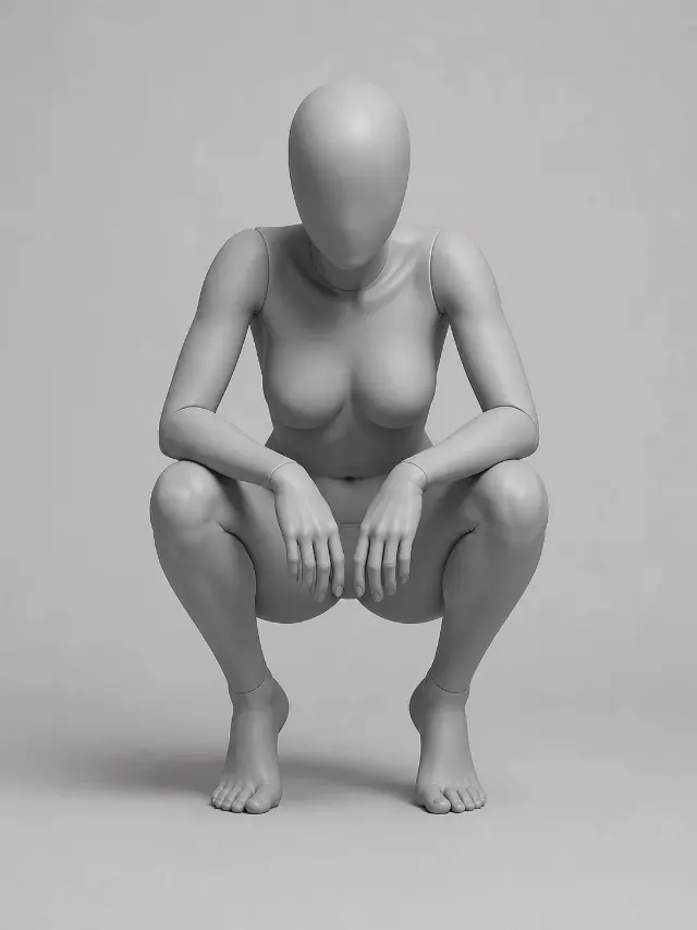 Crouching Female Mannequin Pose Reference