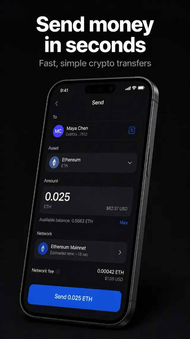 Crypto Wallet Send Money App Screenshot