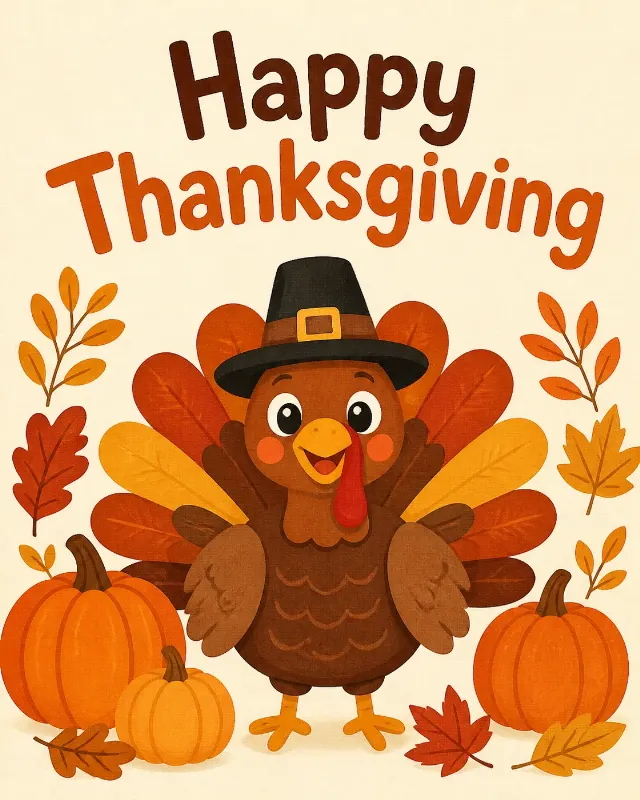 Cute Turkey Thanksgiving Greeting Card