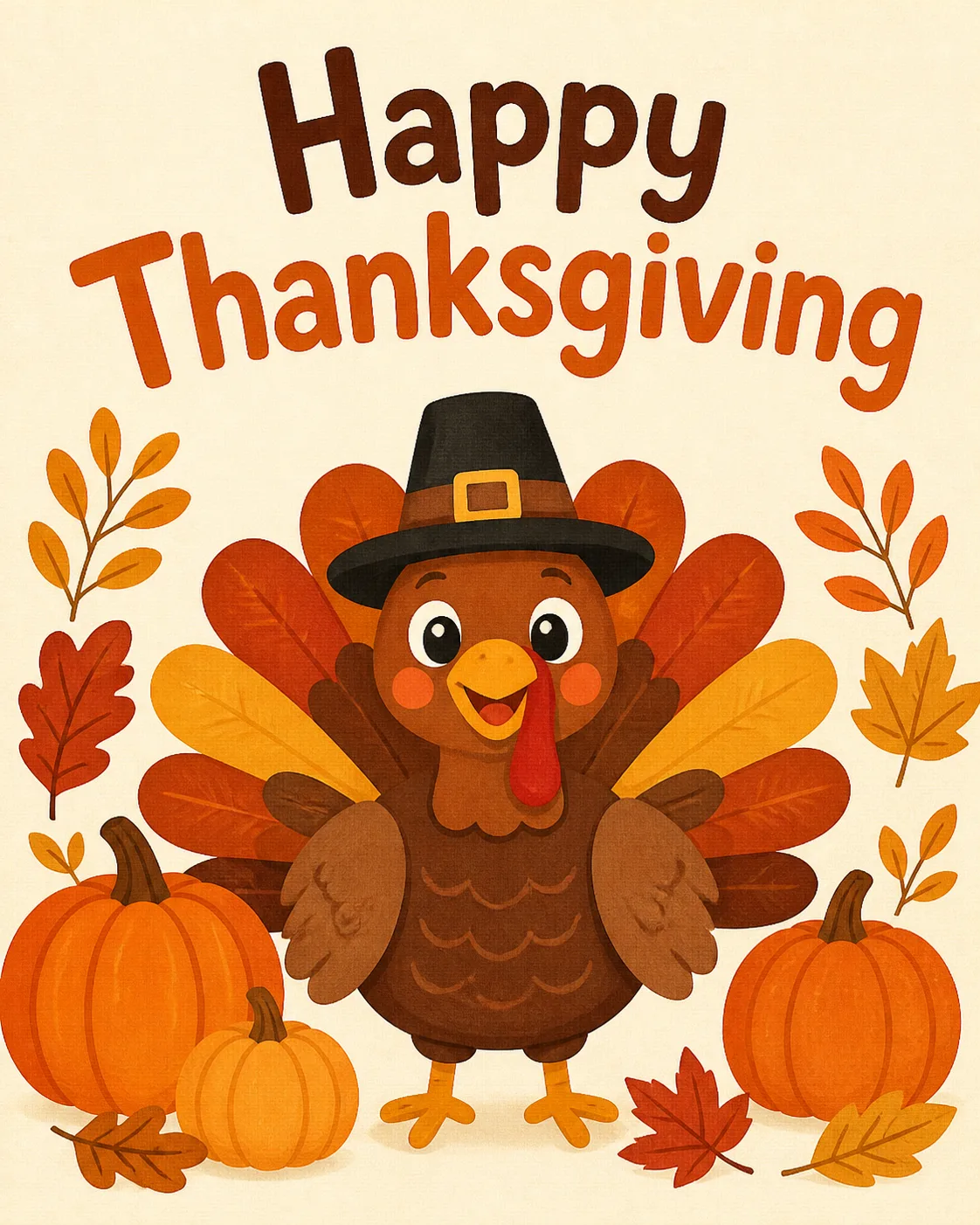 Cute Turkey Thanksgiving Greeting Card