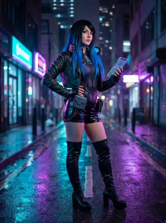 Cyberpunk Netrunner Cosplay Street Photo