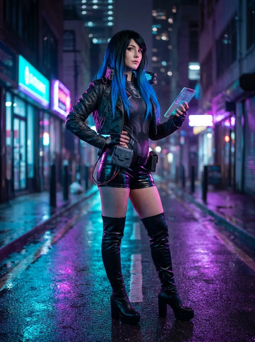 Cyberpunk Netrunner Cosplay Street Photo
