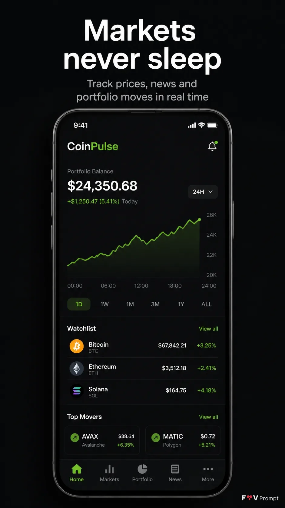 Dark Crypto App Store Screenshot