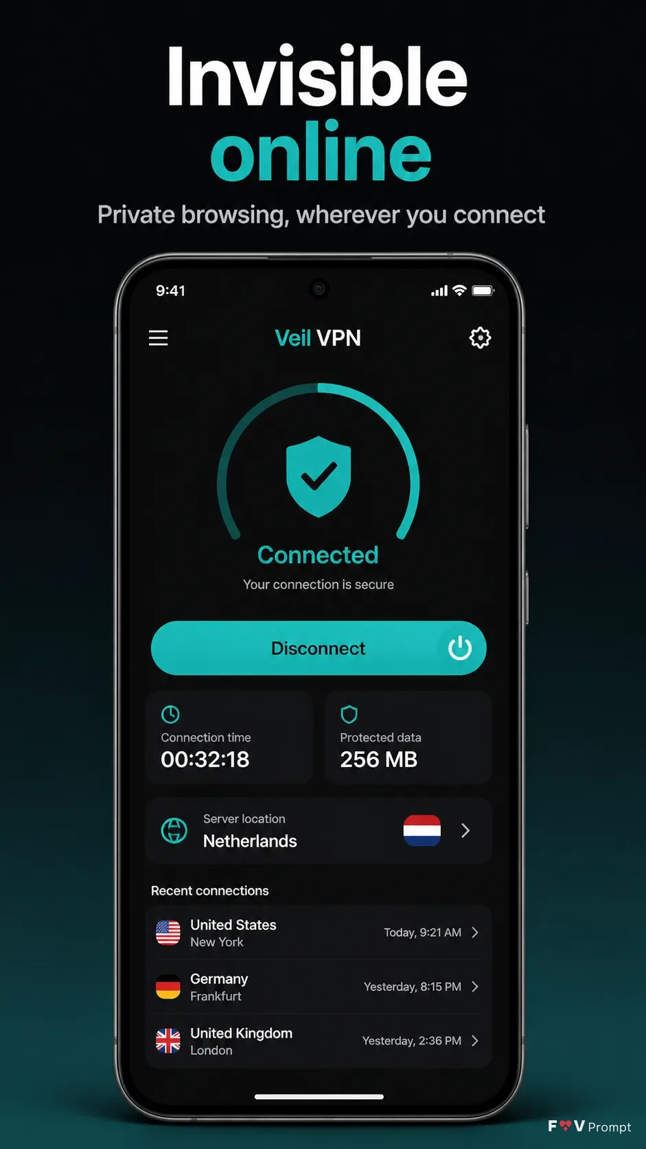 Dark Mode VPN App Store Screenshot