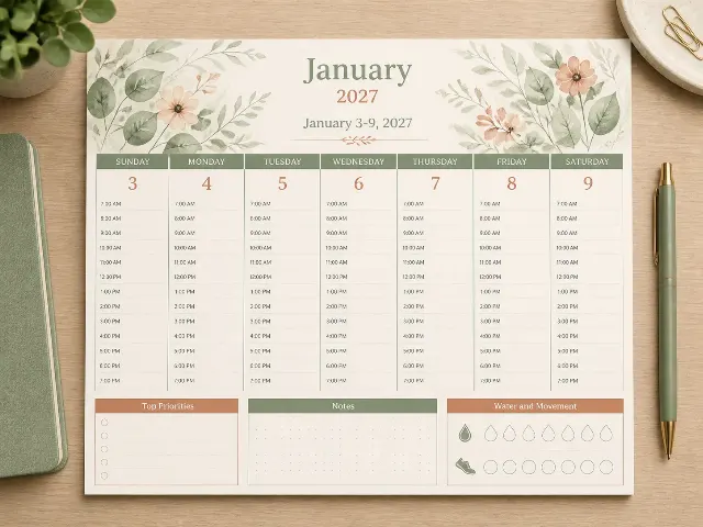 Dated Weekly Desk Planner Mockup