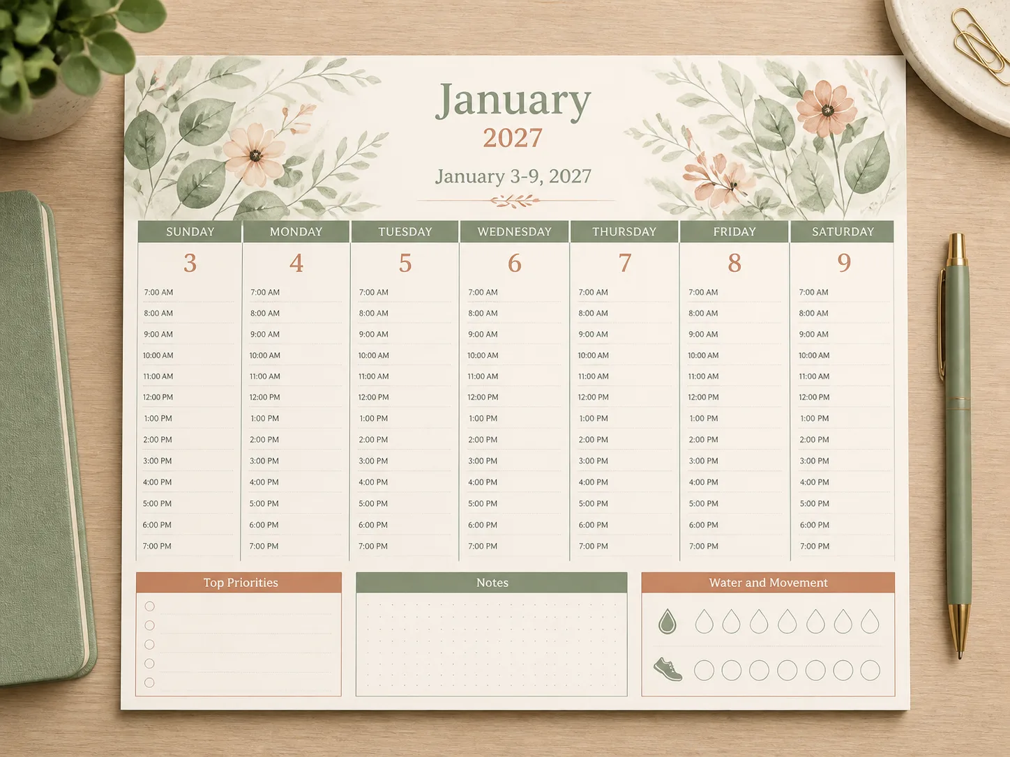 Dated Weekly Desk Planner Mockup