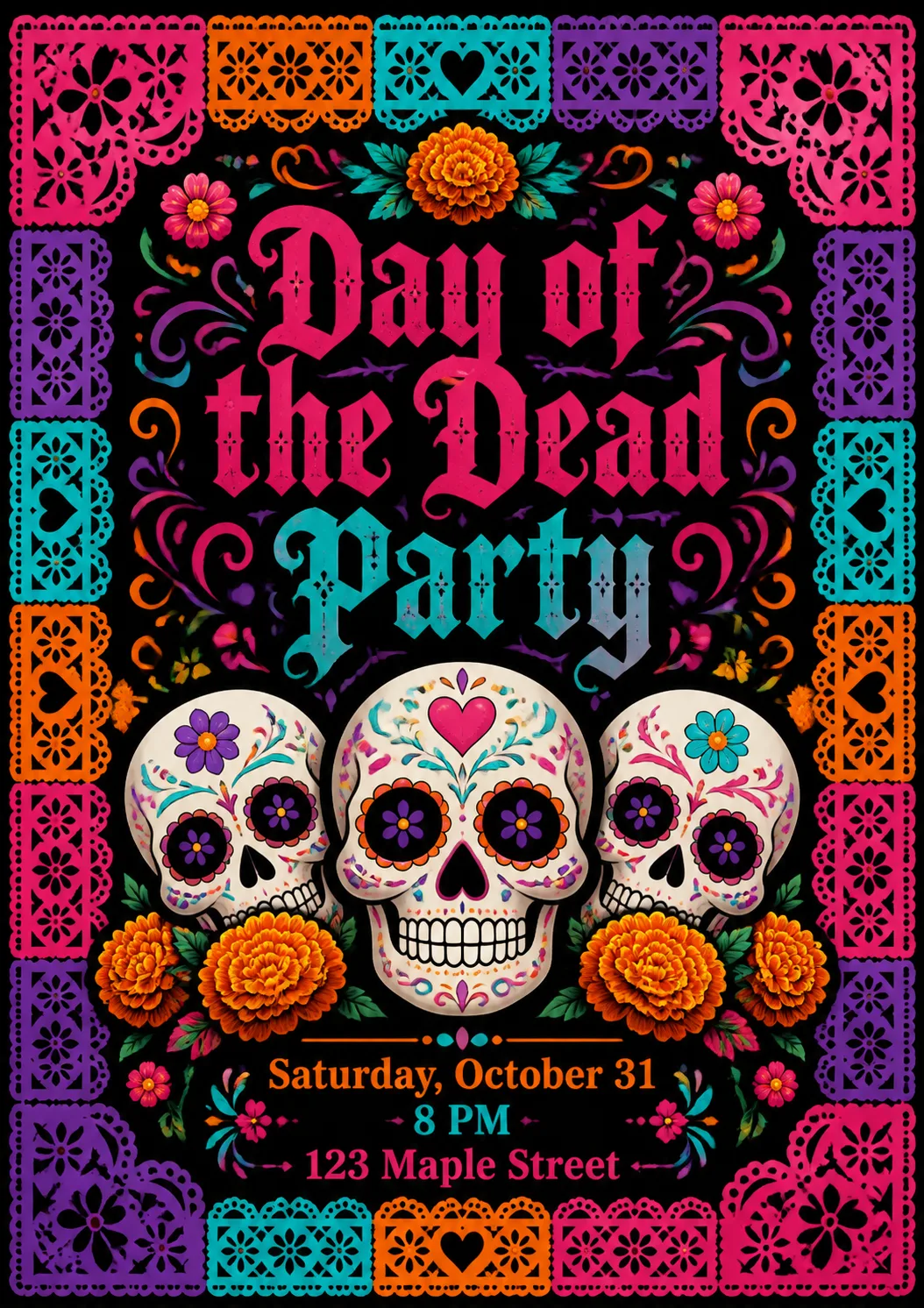 Day Of The Dead Sugar Skull Invitation