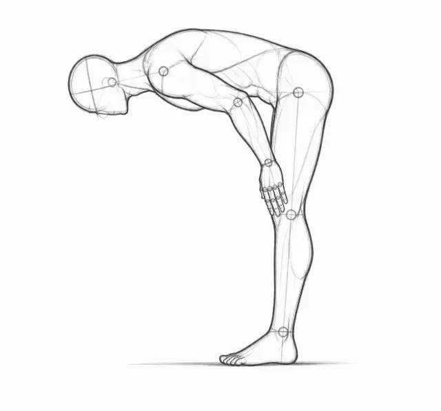 Deep Bowing Male Figure Side View