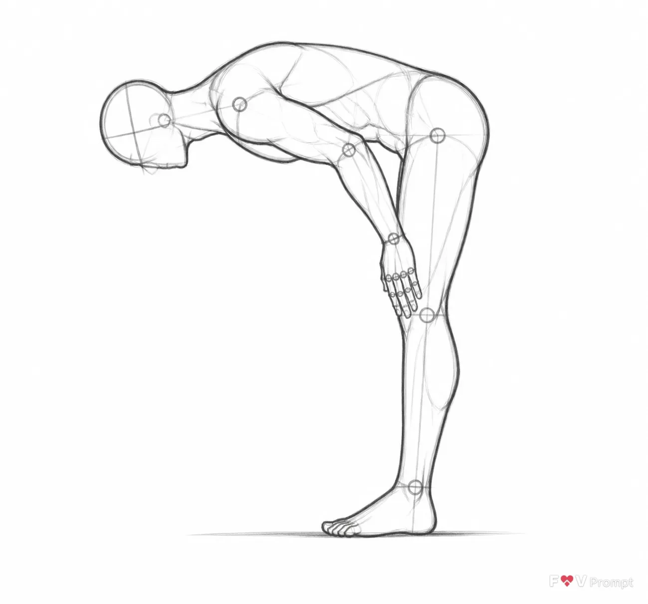 Deep Bowing Male Figure Side View