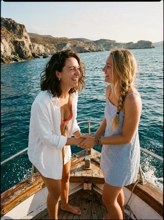 Disposable Camera Couple Boat Photo