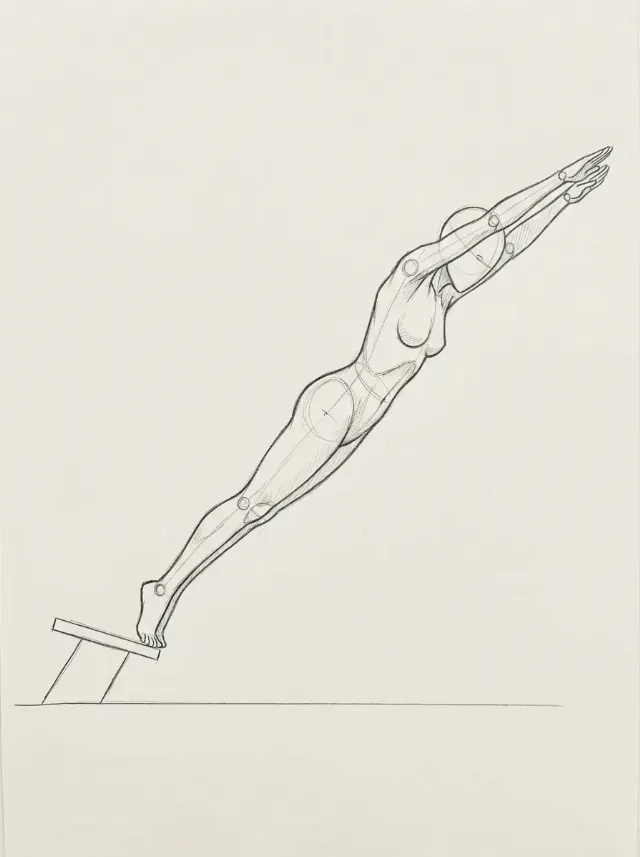 Diving Female Mannequin Side View Sketch