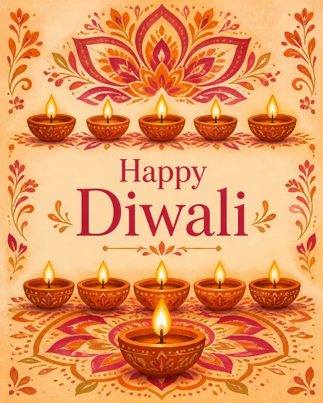 Diwali Diyas And Rangoli Greeting Card