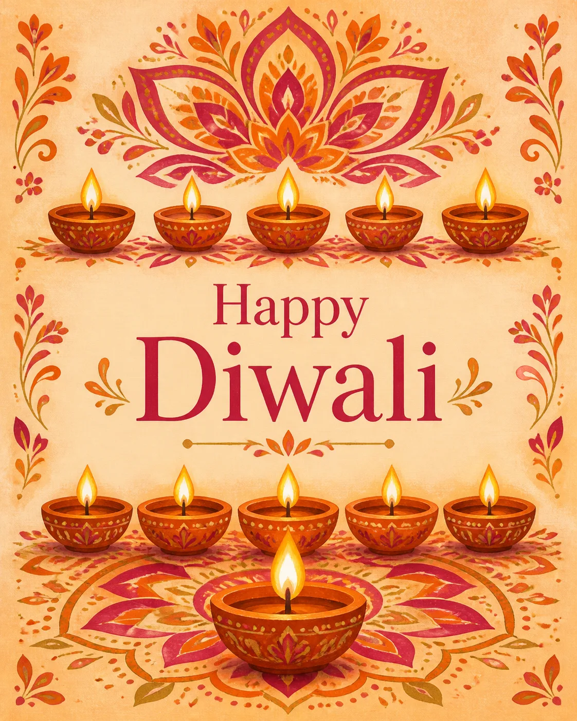 Diwali Diyas And Rangoli Greeting Card