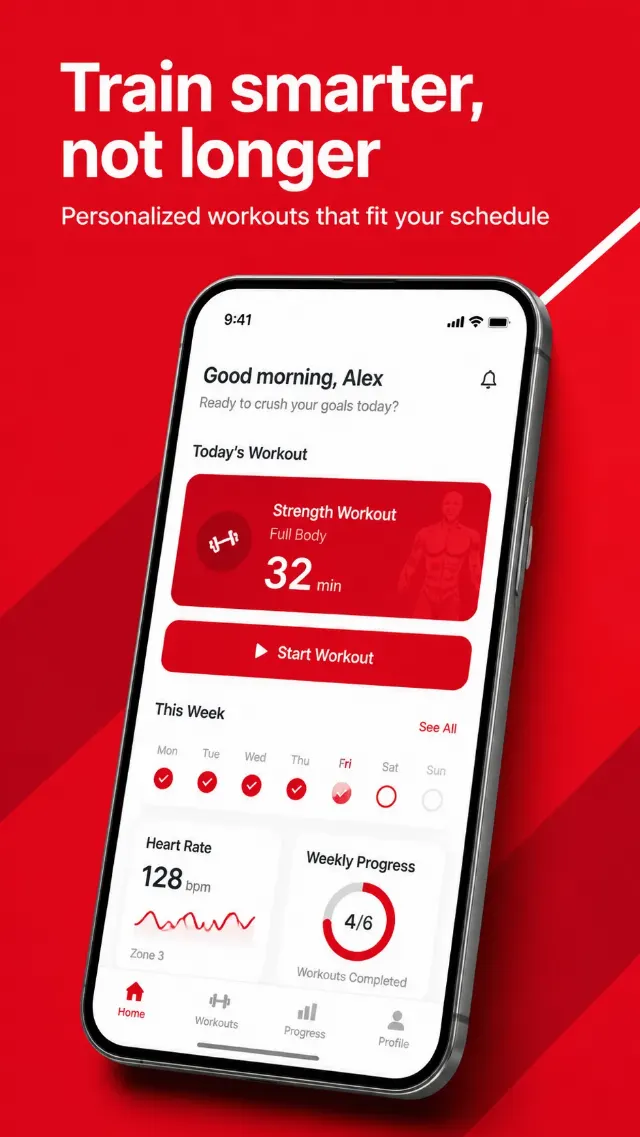 Dynamic Red Fitness App Store Screenshot