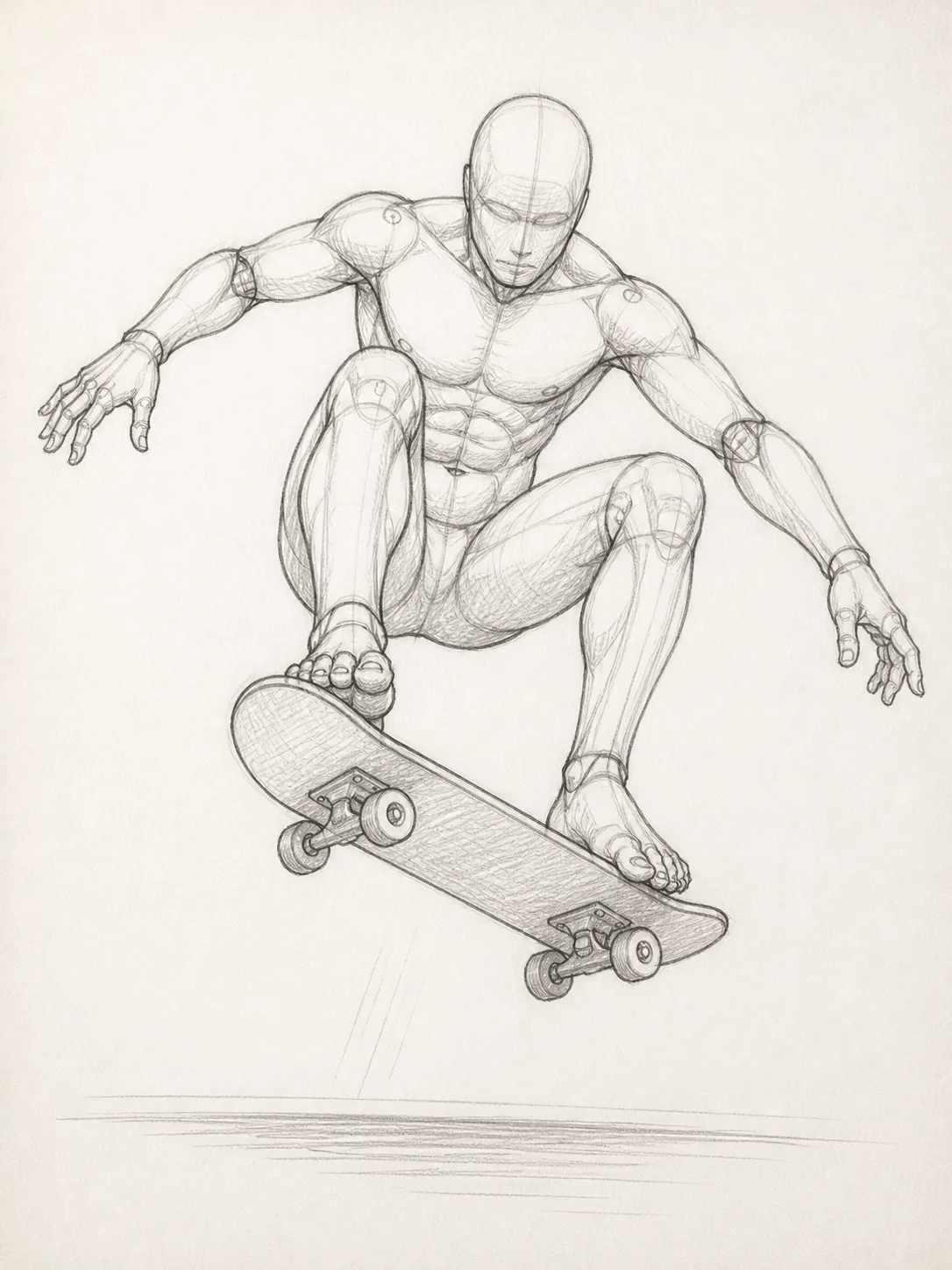 Dynamic Skateboard Ollie Pose Sketch