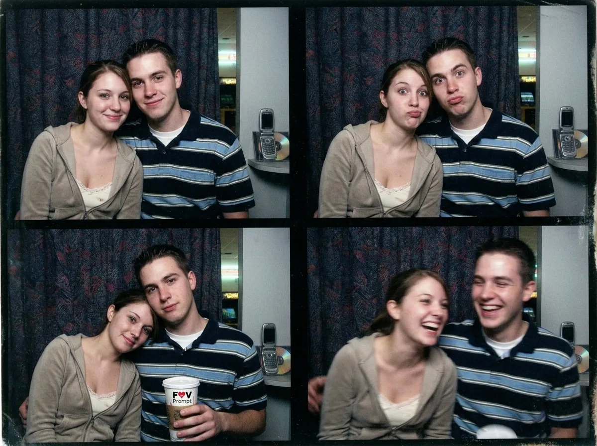 Early 2000s Mall Photo Booth Couple Strip