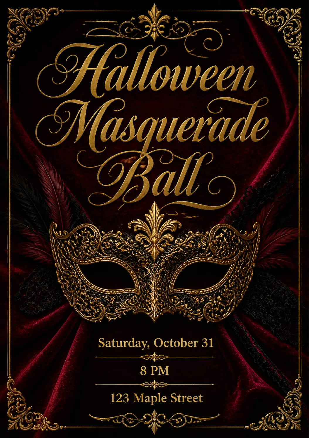 Elegant Halloween Masquerade Invitation