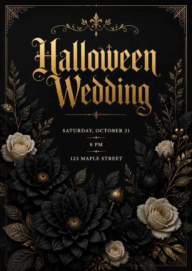 Elegant Halloween Wedding Invitation