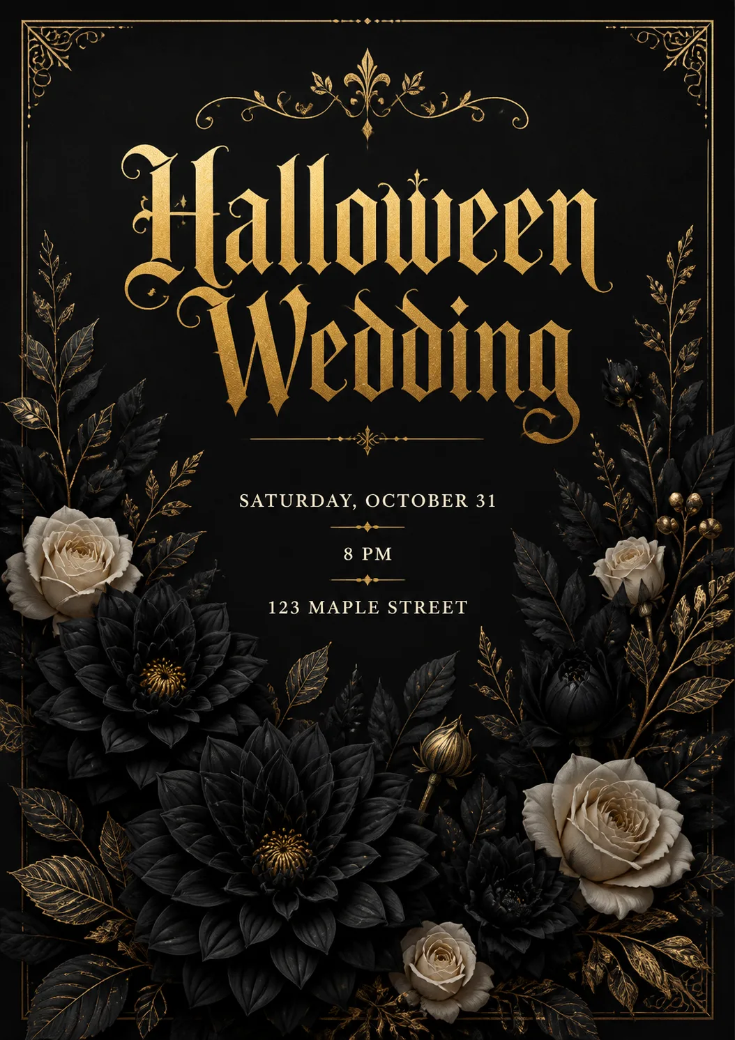 Elegant Halloween Wedding Invitation