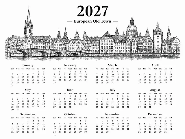 European Old Town Annual Calendar