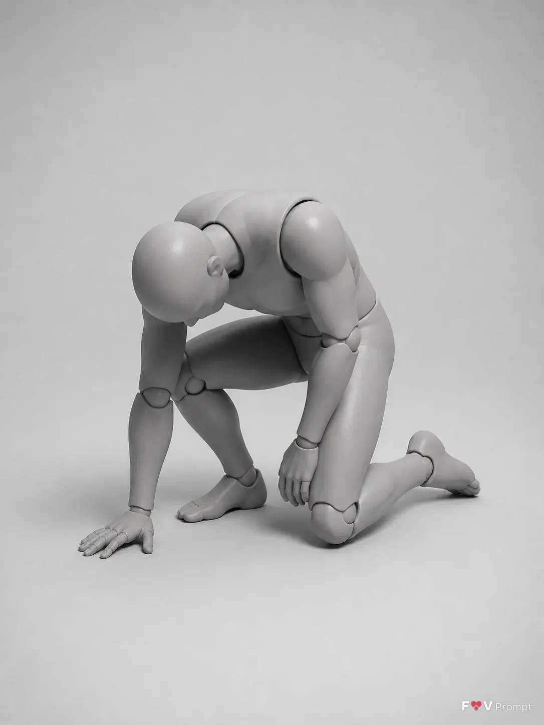 Exhausted Kneeling Male Mannequin Pose