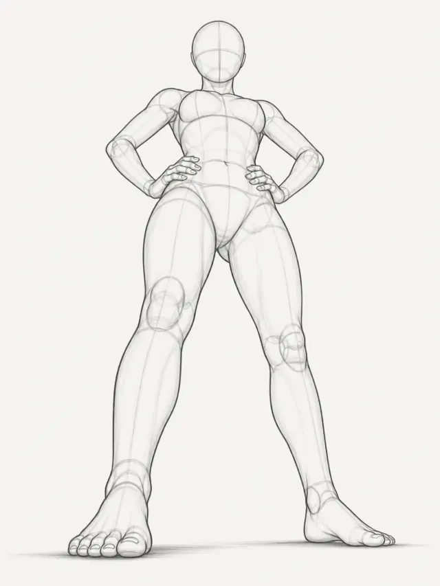 Extreme Low Angle Female Pose Sketch