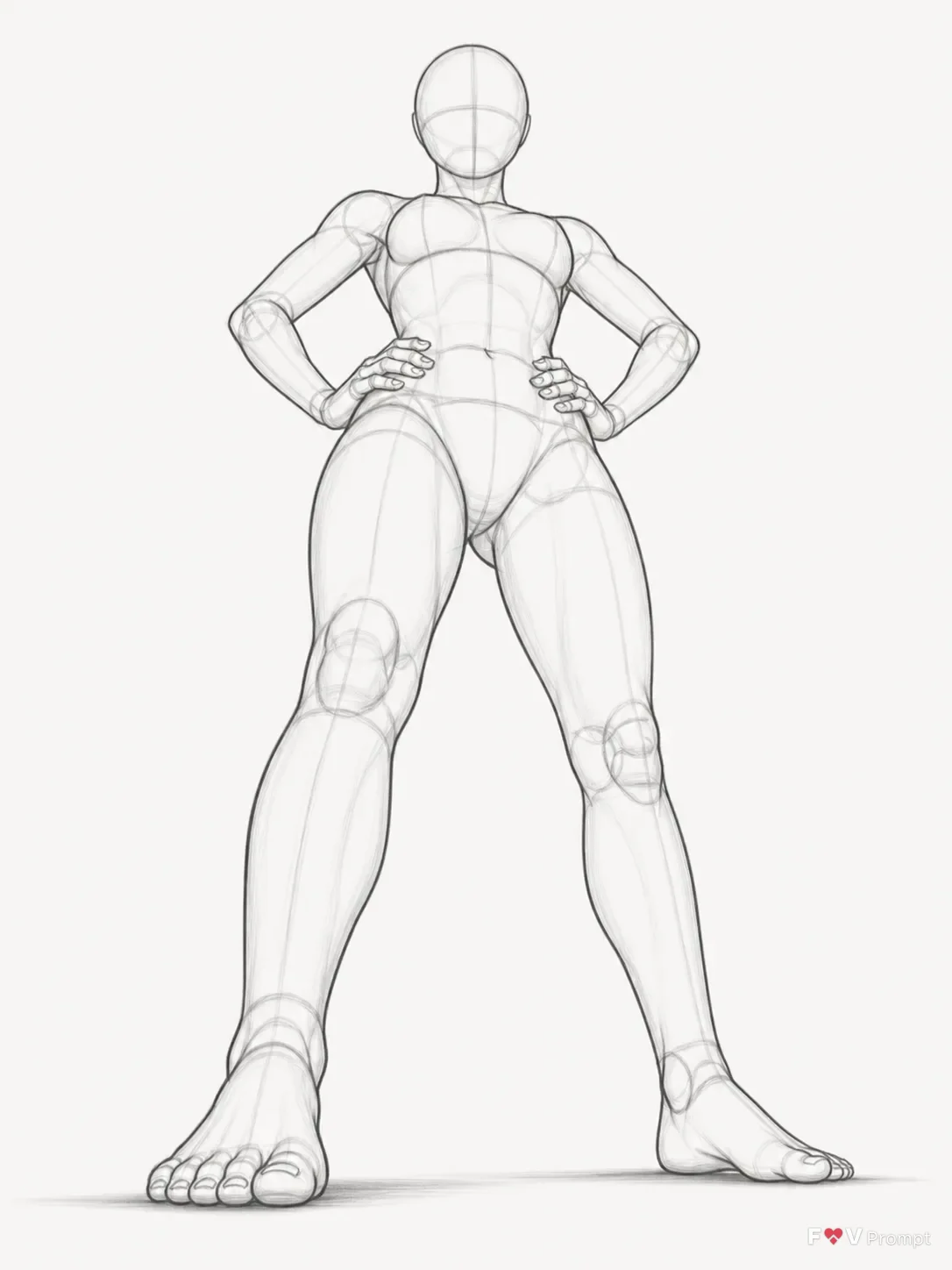 Extreme Low Angle Female Pose Sketch