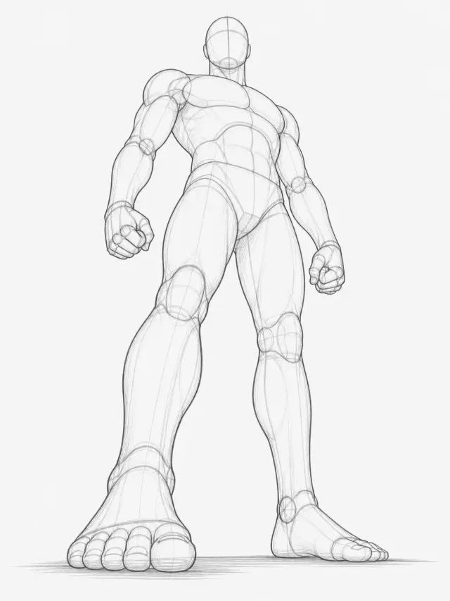 Extreme Low Angle Hero Pose Sketch
