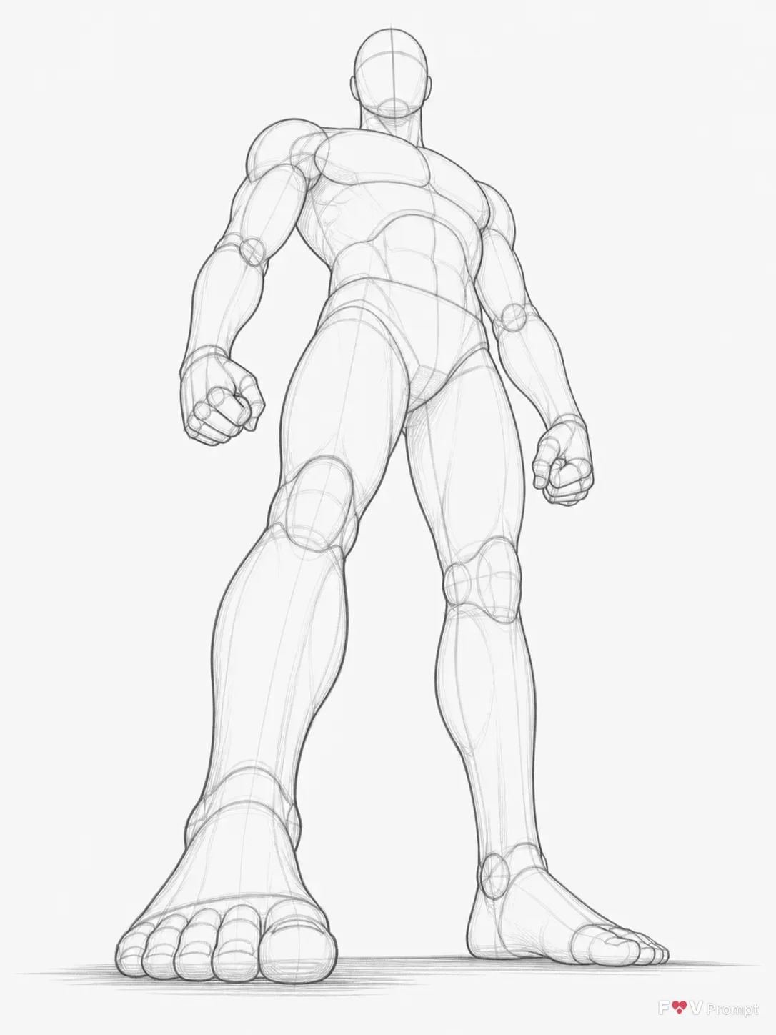 Extreme Low Angle Hero Pose Sketch